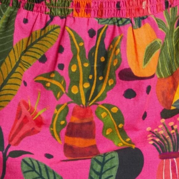 NWOT Farm Rio Pop Leopards Short Puff Sleeves Ruffles Pink Blouse Size XS $160 - Picture 11 of 11